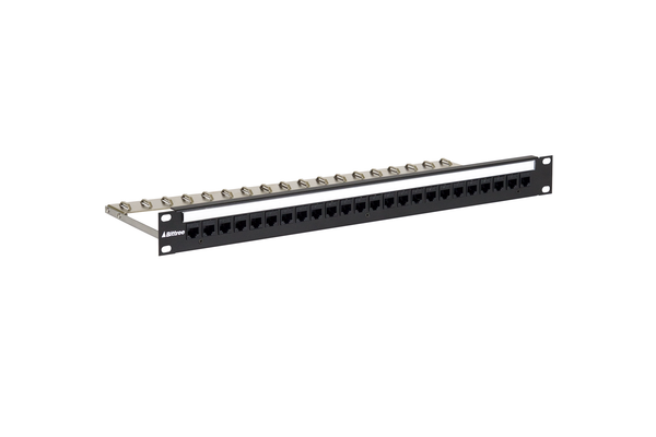 Flush-Mount Modular Keystone Panel, CAT 6, Feed-Through, Unshielded, 1x24, 1 RU