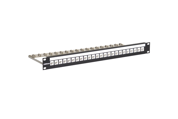 Flush-Mount Modular Keystone Panel, CAT 6, 110 Punchdown, Unshielded, 1x24, 1 RU