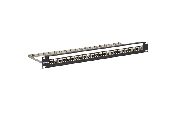 Flush-Mount Modular Keystone Panel, CAT 6A, 110 Punchdown, Shielded, 1x24, 1 RU