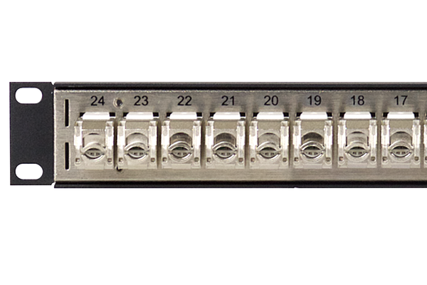 Flush-Mount Modular Keystone Panel, CAT 6A, 110 Punchdown, Shielded, 1x24, 1 RU
