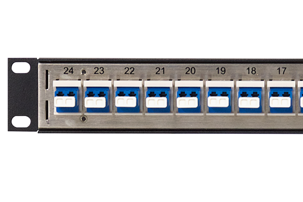Flush-Mount Modular Keystone Panel, Duplex LC to LC Fiber, 1x24, 1 RU, Blue