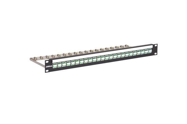 Flush-Mount Modular Keystone Panel, Duplex LC to LC Fiber, 1x24, 1 RU, Green