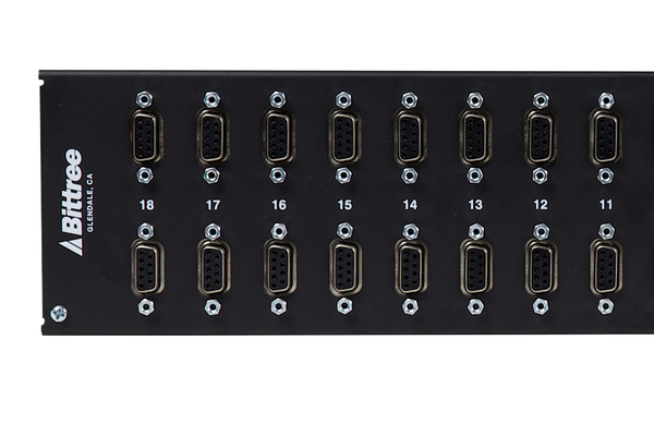 Internally Programmable RS-422 Patchbay, 2x18, 2 RU, DE-9 Rear Interface