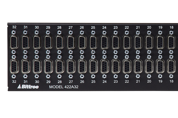 Active RS-422 Patchbay, 2x32, 2 RU, DE-9 Rear Interface