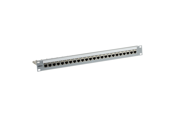 Flush-Mount Modular Keystone Panel, CAT 6, Feed-Through, Shielded, 1x24, 1 RU