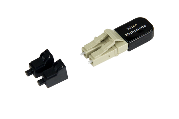 Fiber-Optic Looping Plug, LC Duplex, 50/125um Multi-Mode, 0 dB, Beige/